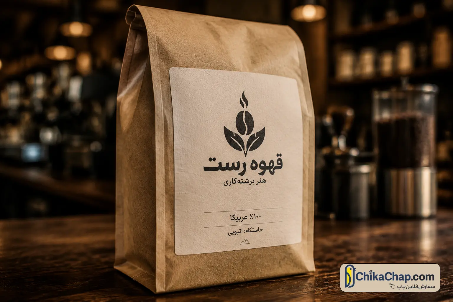 چاپ و تولید لیبل کاغذی مات باکیفیت برای بسته&zwnj;بندی قهوه و محصولات فروشگاهی